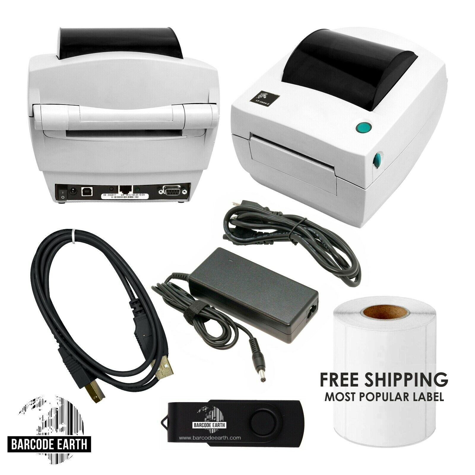 LP2844-Z Direct Thermal Printer - Network / Ethernet, Power, USB Barcodeearth