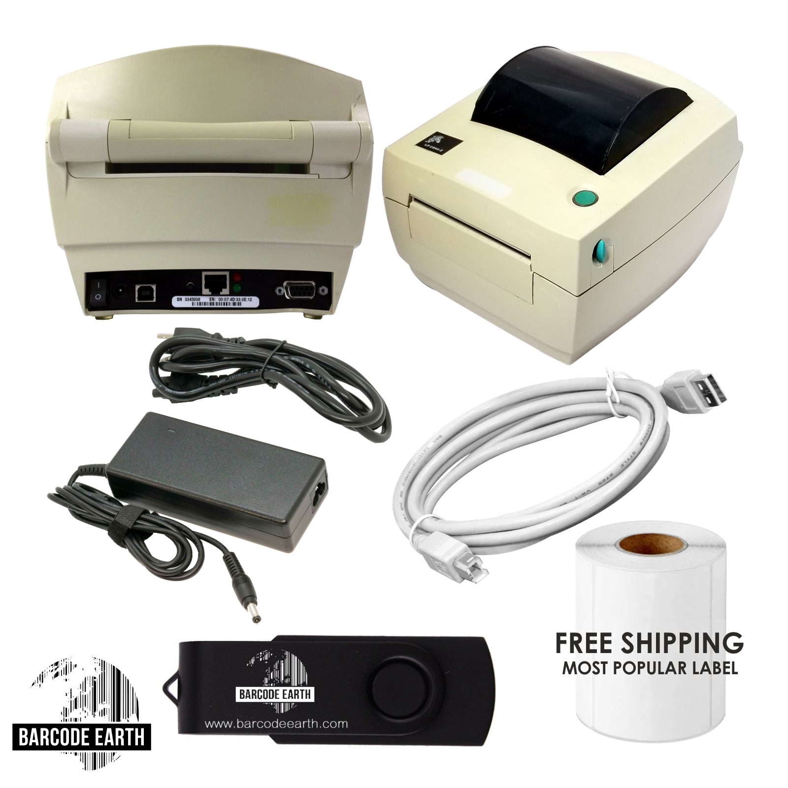 Yellowed Zebra LP2844-Z Printer Network Ethernet, Shipping BUNDLE! –  Barcodeearth