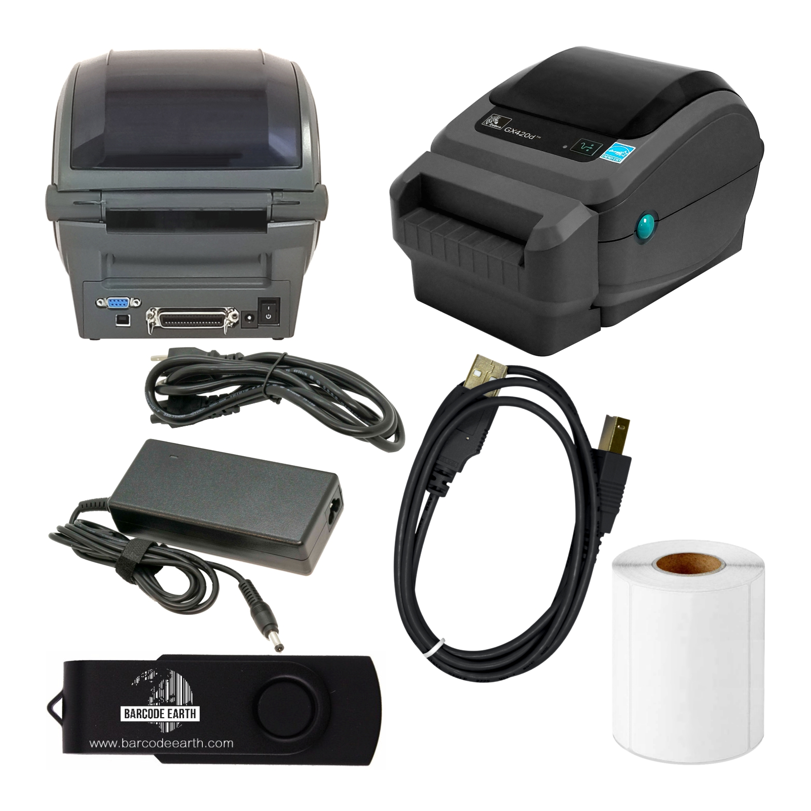 Zebra GX420d Thermal Printer GX42-202512-000 Barcode Shipping Cutter USB –  Barcodeearth