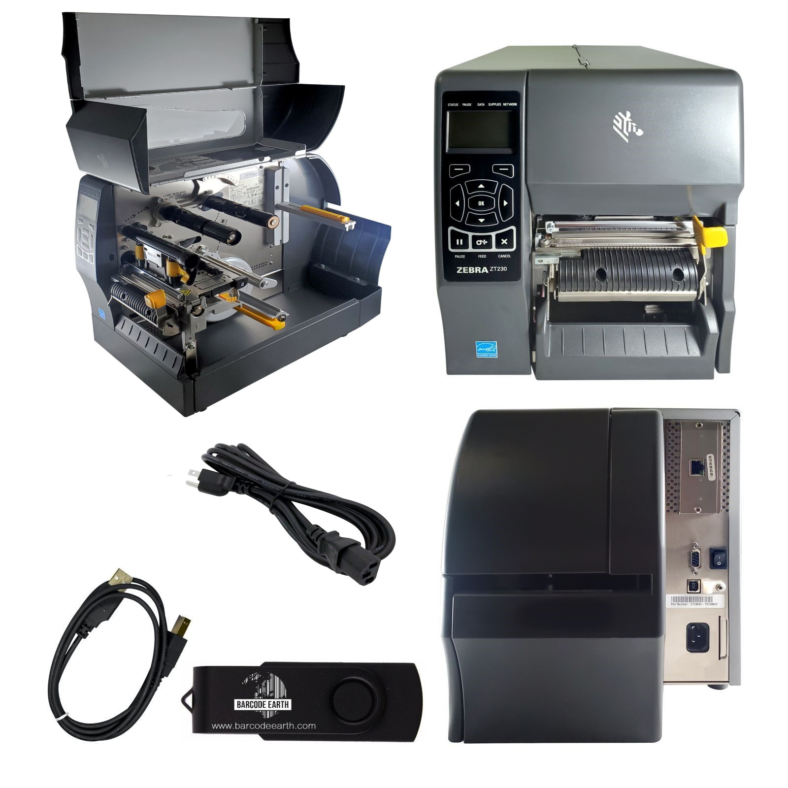 Zebra ZT230 203DPI Thermal Label Printer ZT23042-T31200FZ, Power Cord, USB  Cable – Barcodeearth