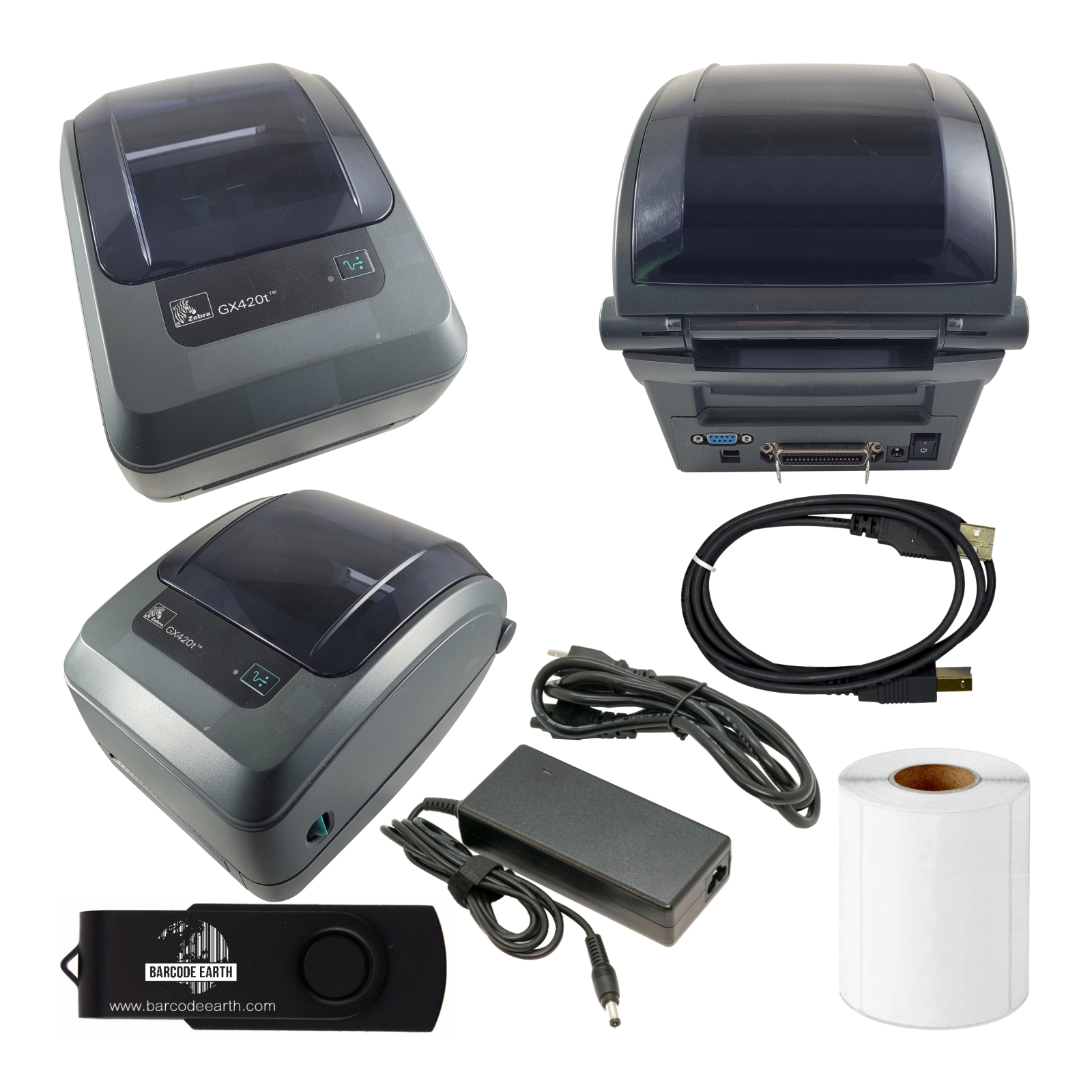 Zebra GX420t (GX42-102510-000) Thermal Label Printer USB  Serial (Grade C)  – Barcodeearth