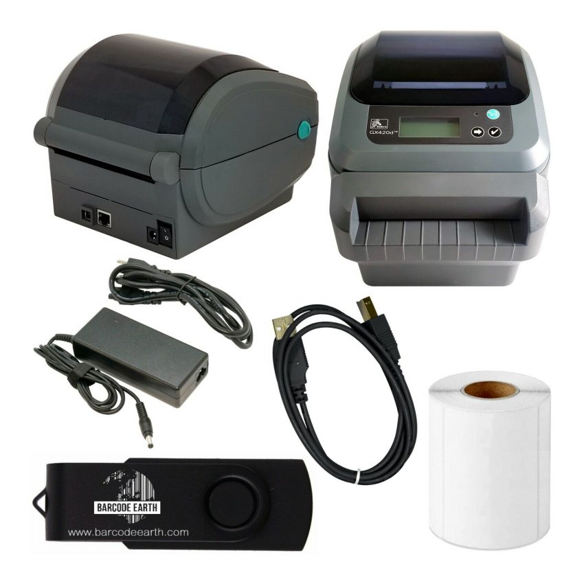 Zebra Gx420d Thermal Label Printer Gx42 202712 Cutter Wi Fi Bundle Barcodeearth 9174